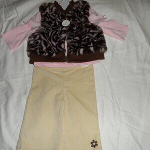 Starting Out baby girl three piece outfit-New with TAGS-- Shirt-Vest-Pants--